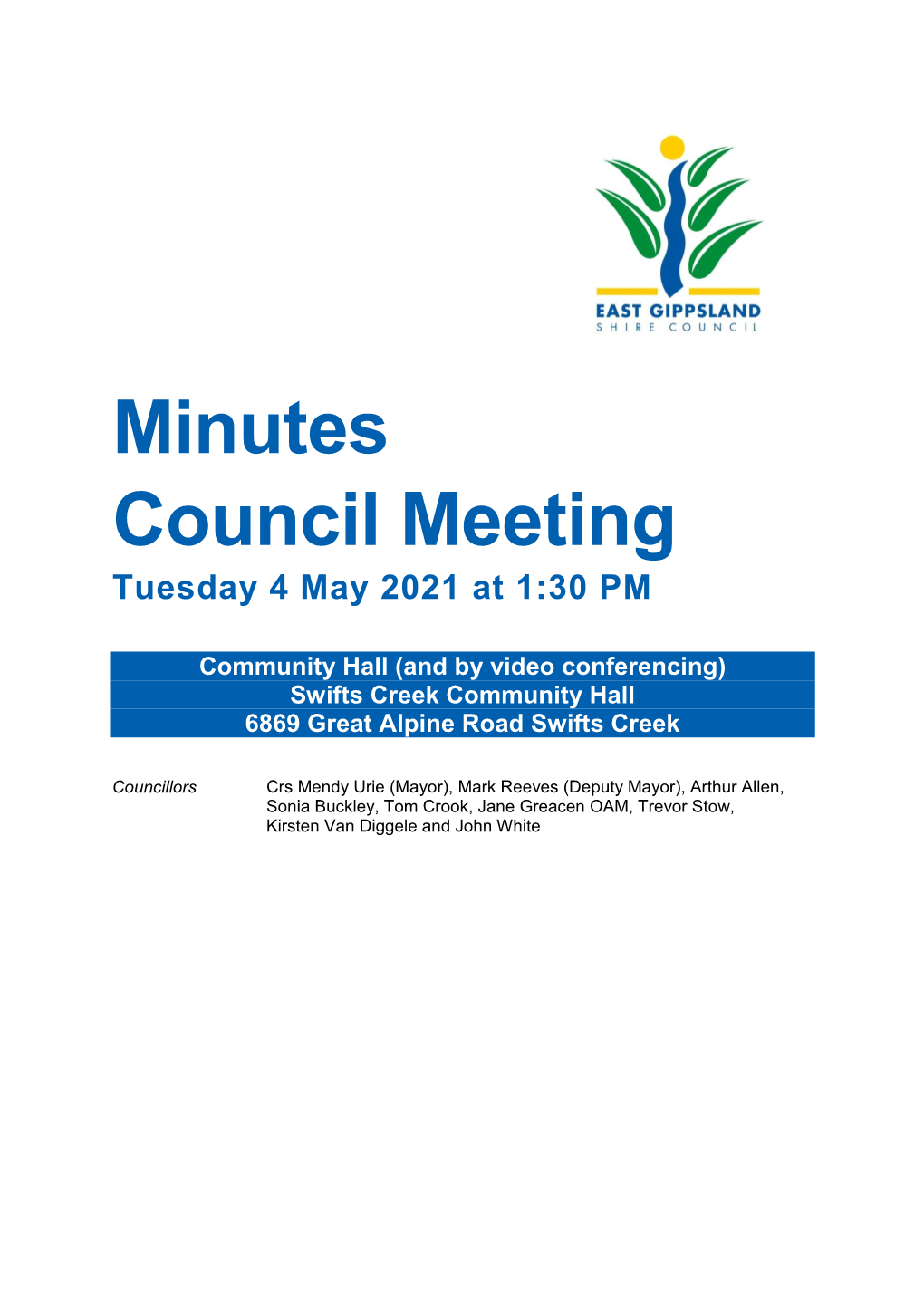 Open Council Meeting Minutes 04/05/21