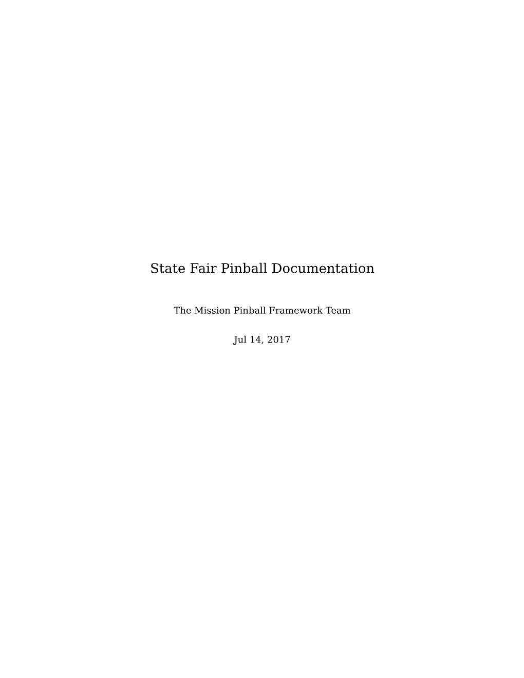 State Fair Pinball Documentation