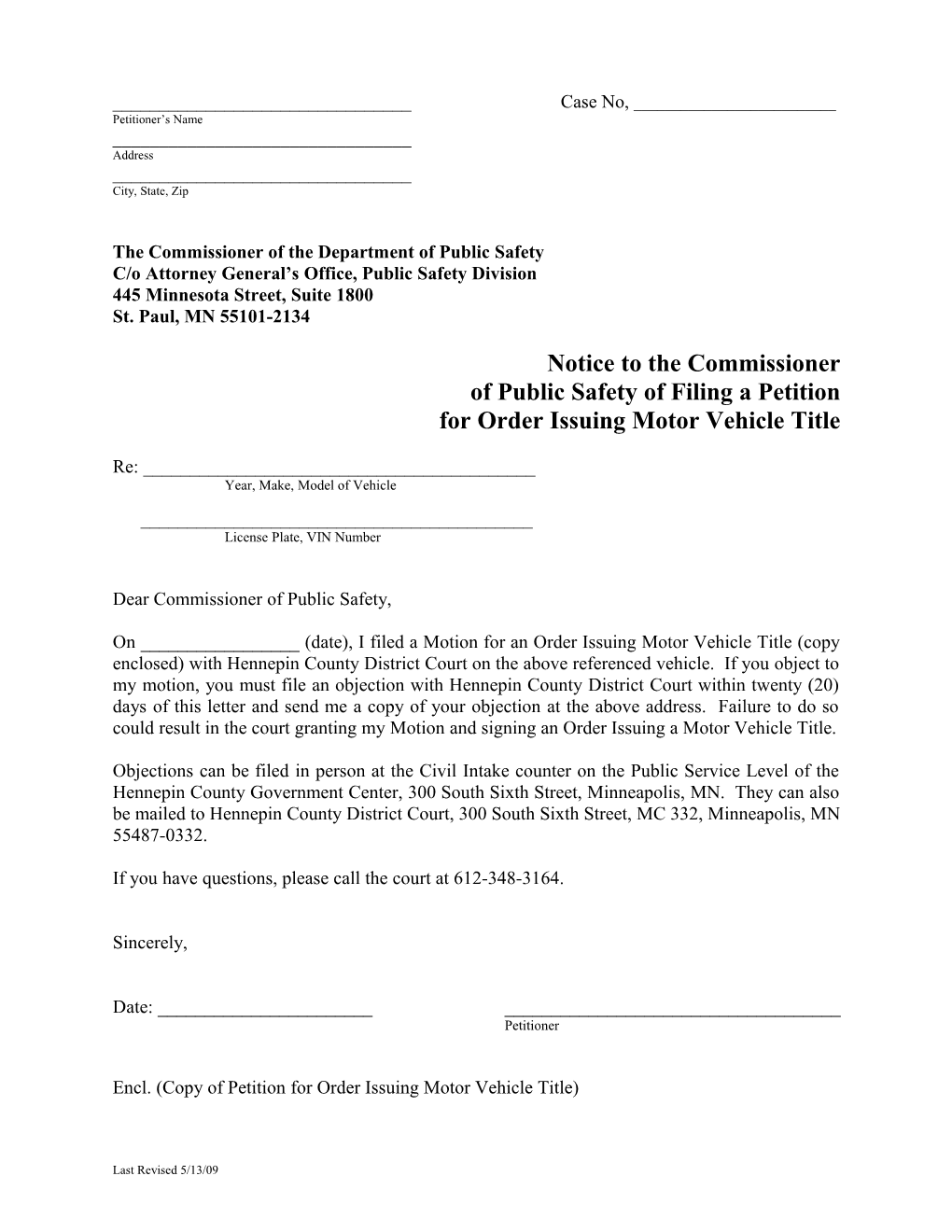 Forms/Civil/Notice to Commissioner