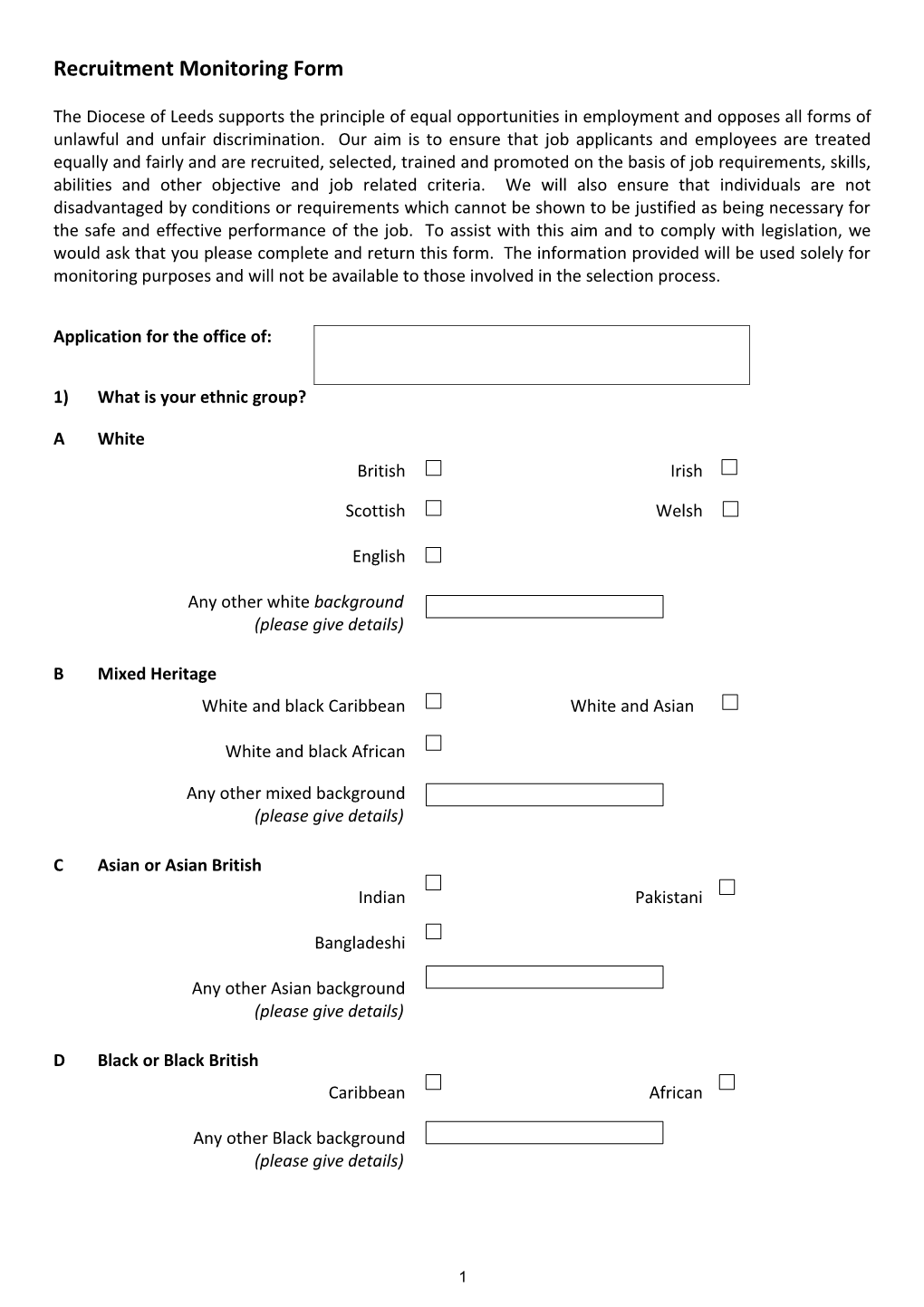 Recruitment Monitoring Form