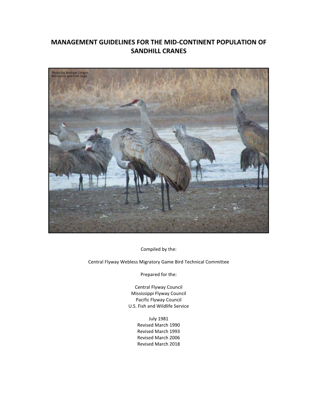Management Guidelines for the Mid-Continent Population of Sandhill Cranes