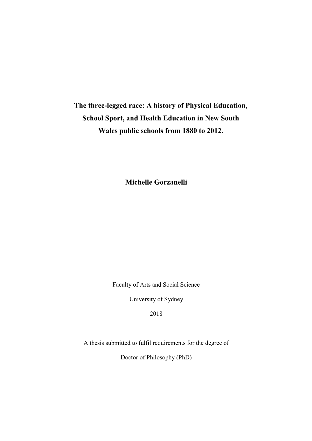 A History of Physical Education, School Sport, and Health Education in New South Wales Public Schools from 1880 to 2012