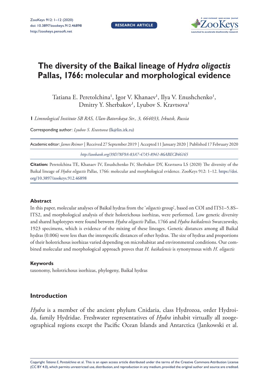 ﻿The Diversity of the Baikal Lineage Of