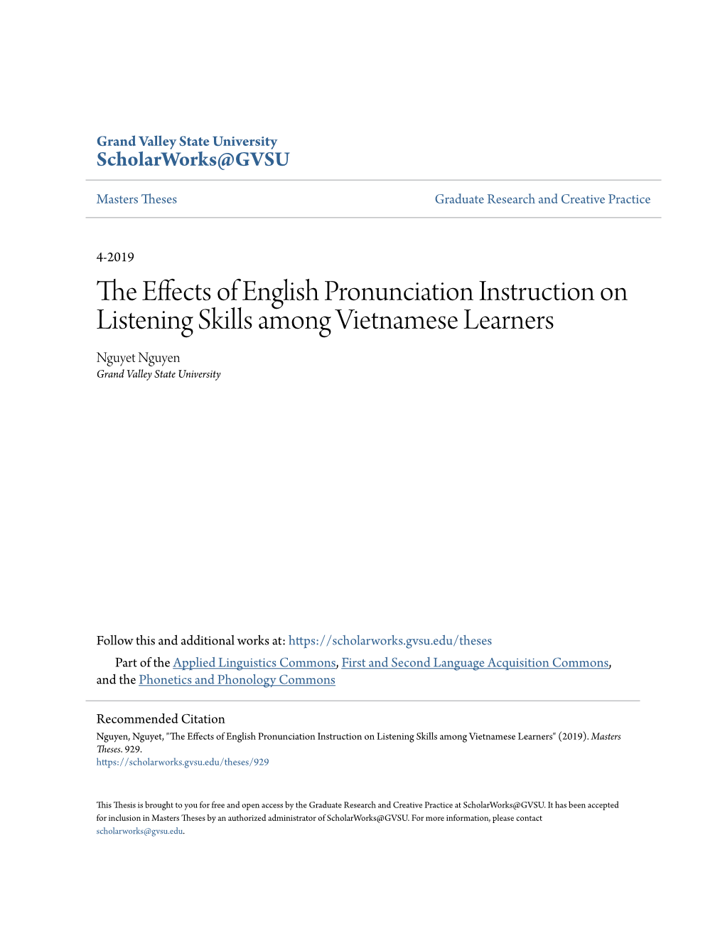 The Effects of English Pronunciation Instruction on Listening Skills Among Vietnamese Learners