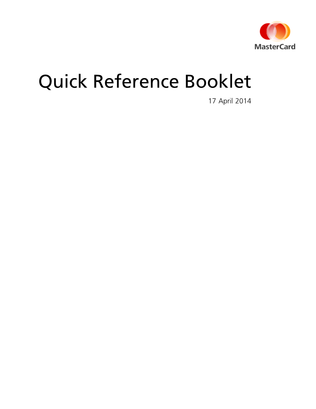 Quick Reference Booklet