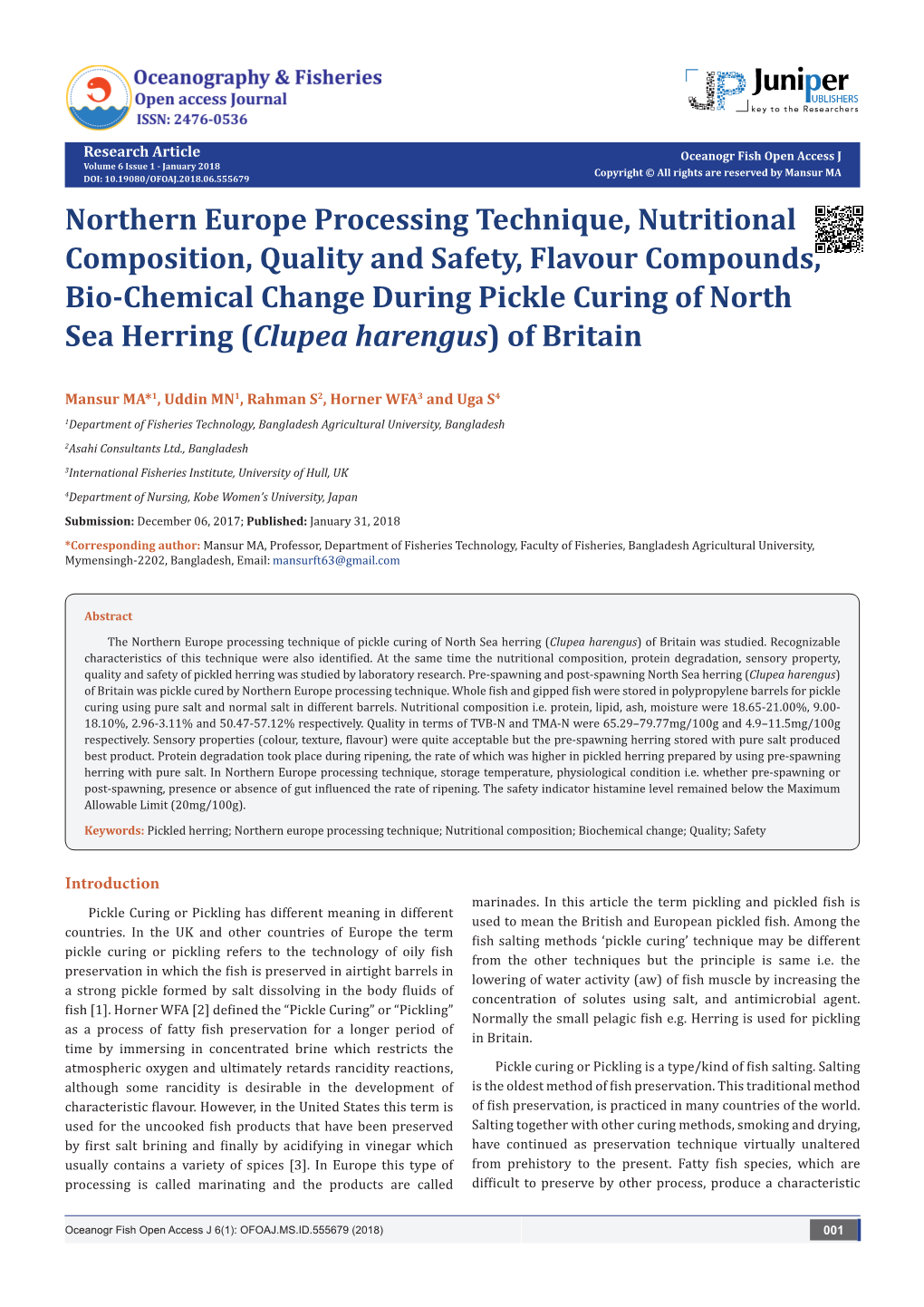 Northern Europe Processing Technique, Nutritional Composition