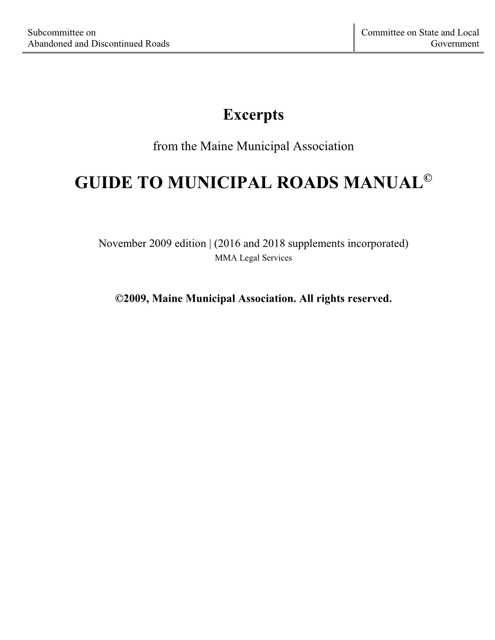 Guide to Municipal Roads Manual©