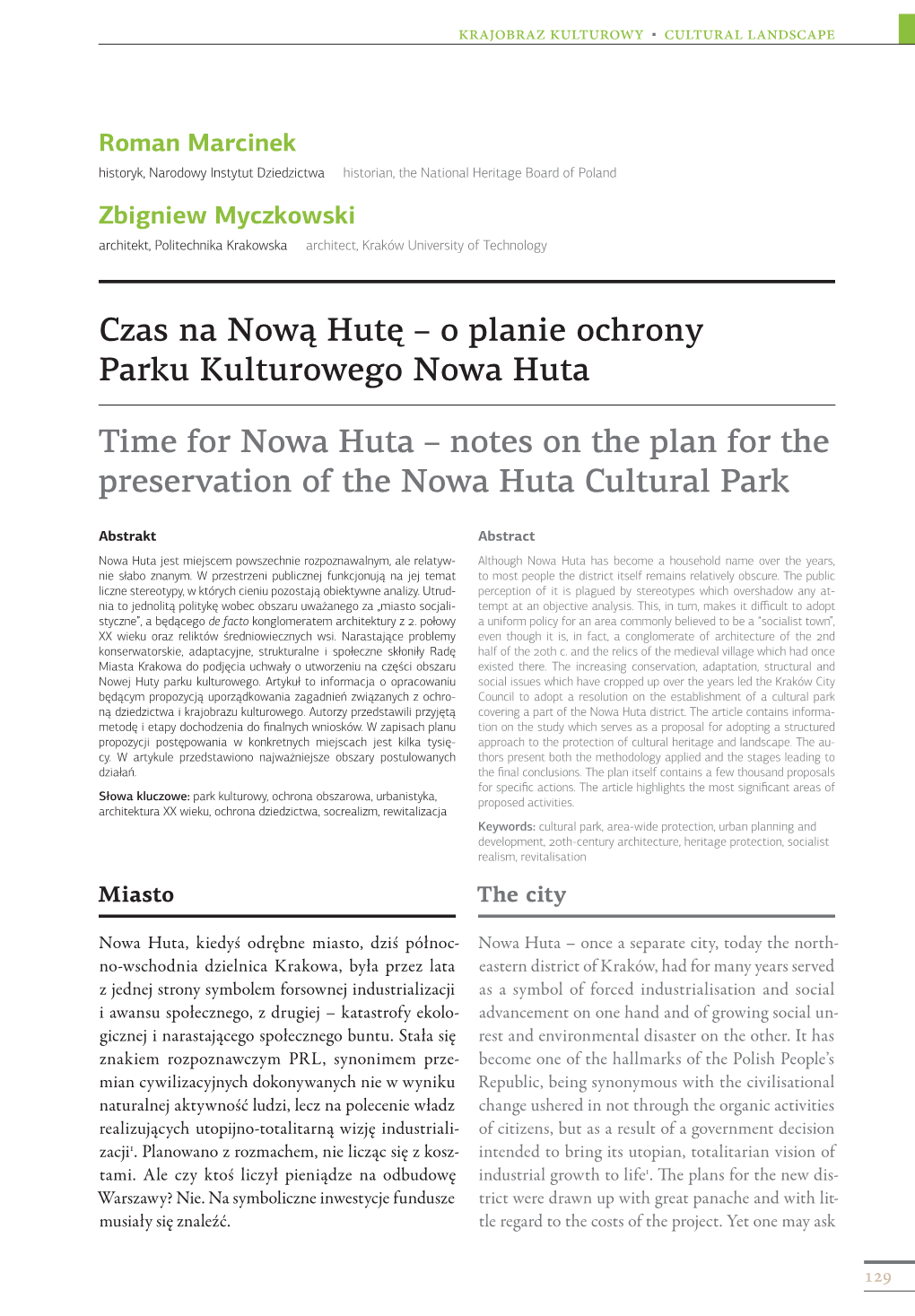 O Planie Ochrony Parku Kulturowego Nowa Huta Time for Nowa Huta