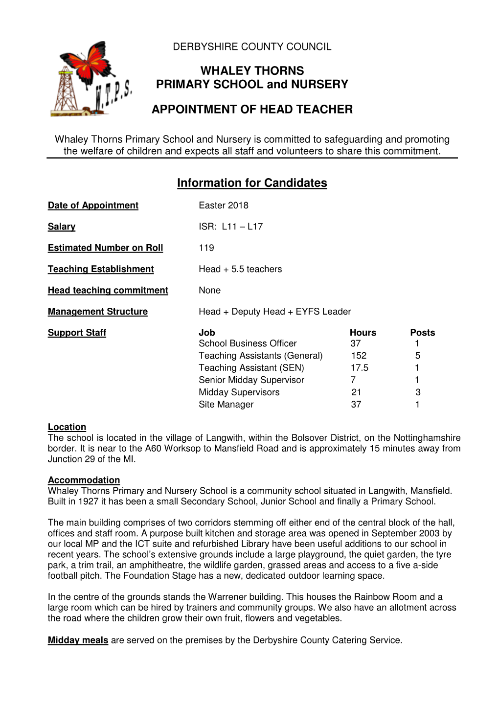 Whaley Thorns Primary School and Nursery Is Committed To