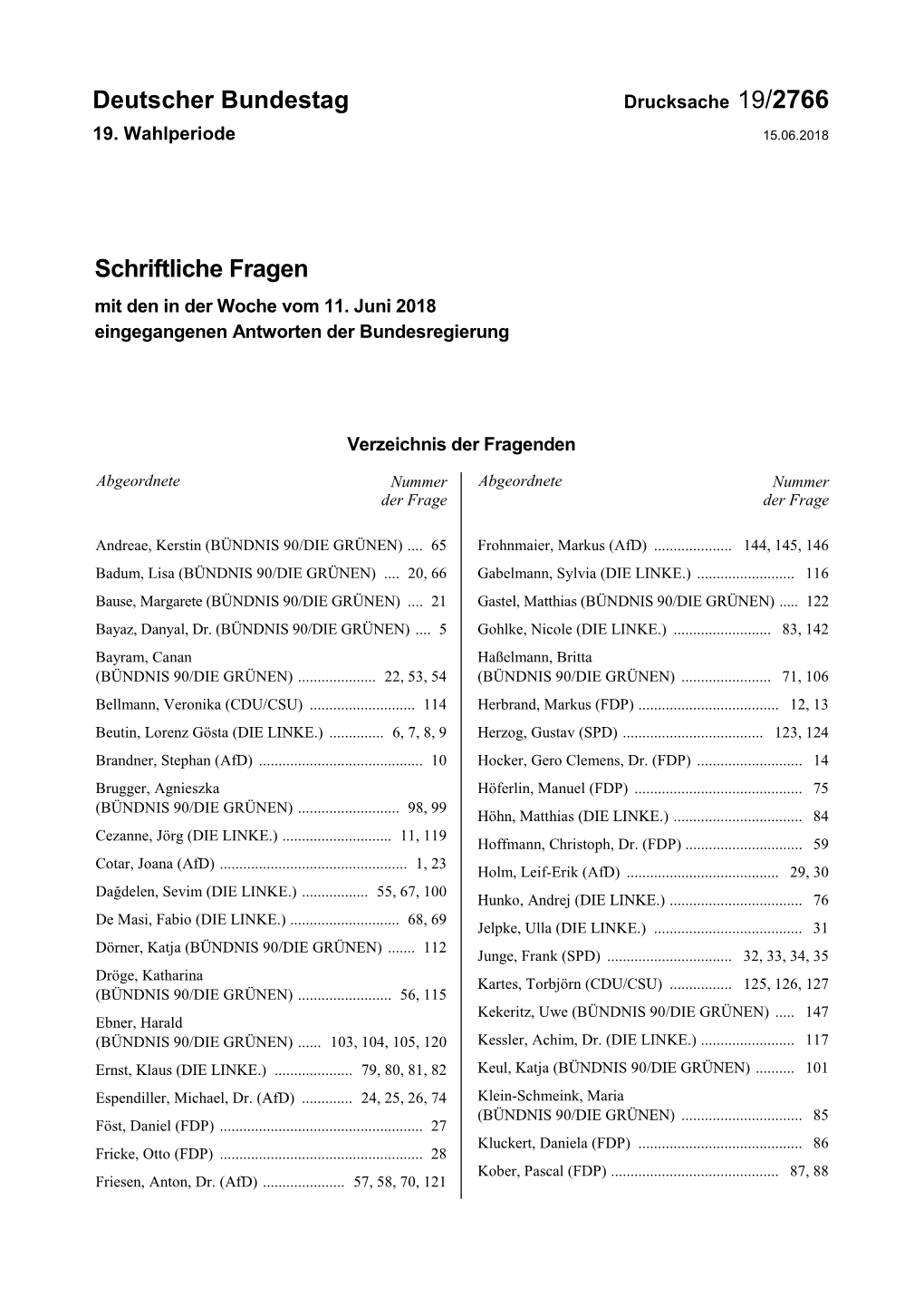 Drucksache 19/2766 19