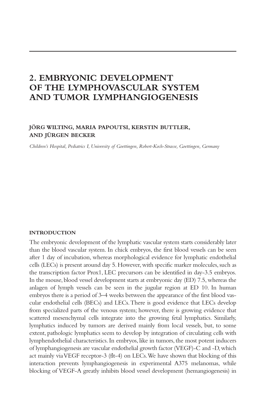 2. Embryonic Development of the Lymphovascular System and Tumor Lymphangiogenesis