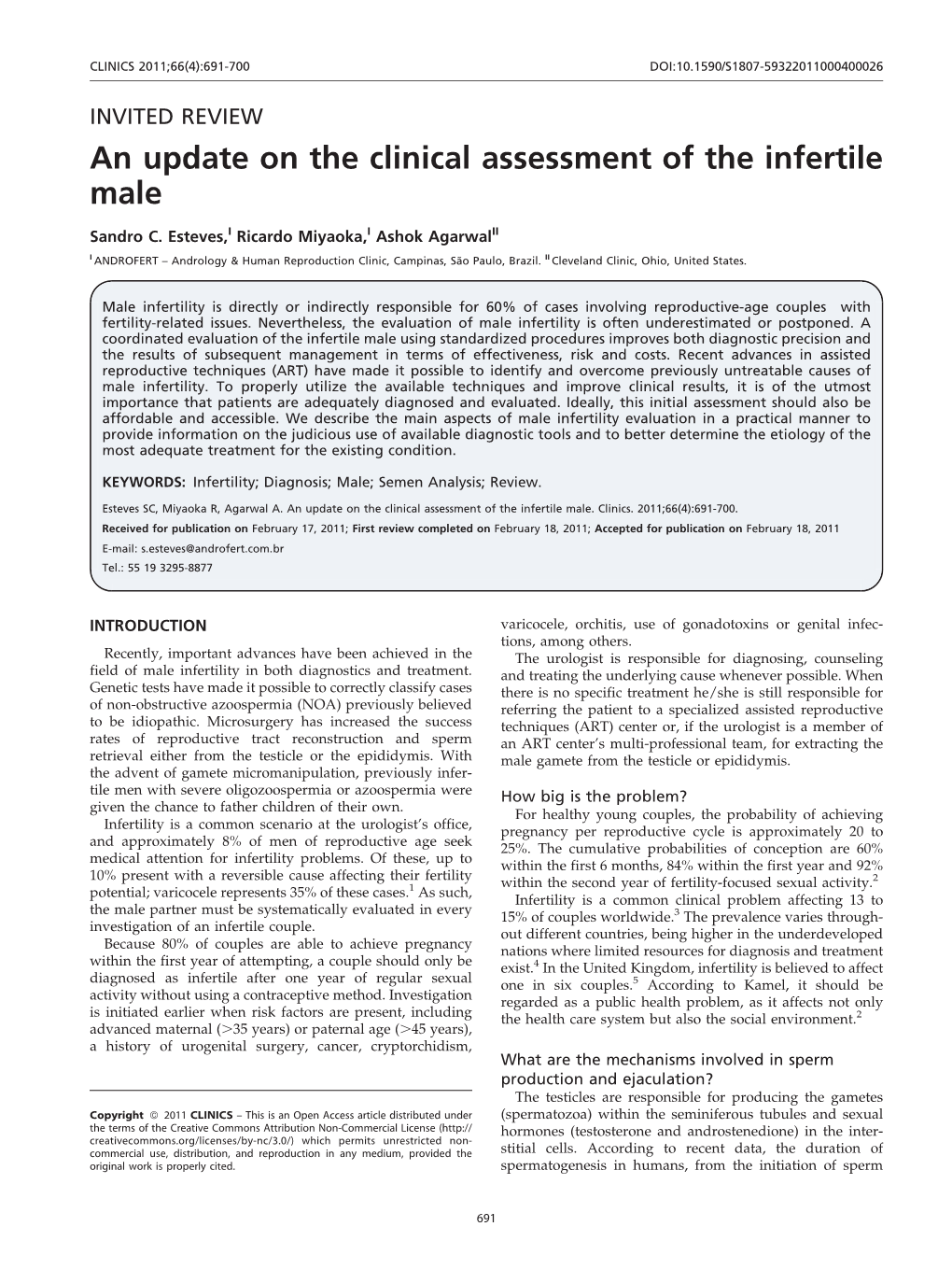 An Update on the Clinical Assessment of the Infertile Male