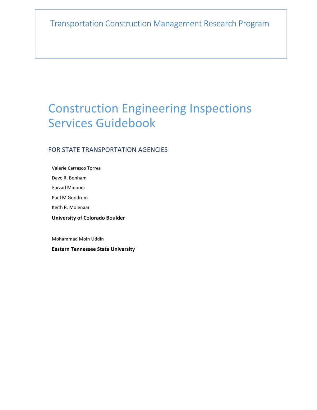 Construction Engineering Inspections Services Guidebook