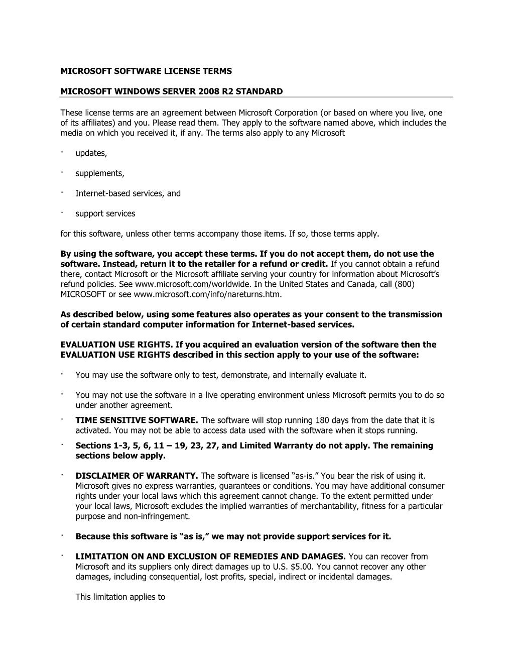 Microsoft Software License Terms Microsoft Windows