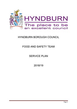 Hyndburn Borough Council Food and Safety Team Service Plan 2018/19