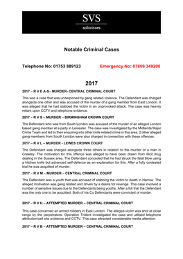 Notable Criminal Cases