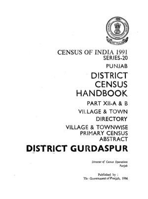 Village & Townwise Primary Census Abstract, Gurdaspur, Part XII-A & B