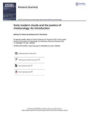 Early Modern Clouds and the Poetics of Meteorology: an Introduction