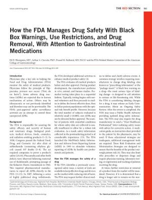 How the FDA Manages Drug Safety with Black Box Warnings, Use Restrictions, and Drug Removal, with Attention to Gastrointestinal Medications