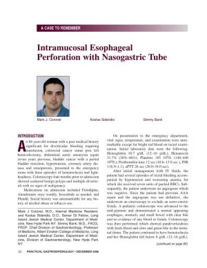 Intramucosal Esophageal Perforation with Nasogastric Tube