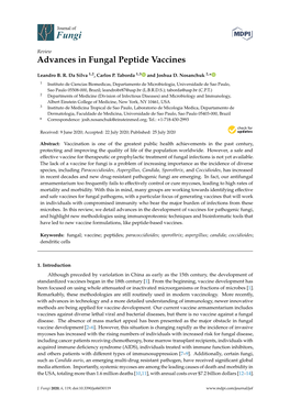 Advances in Fungal Peptide Vaccines