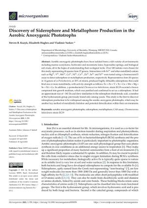 Discovery of Siderophore and Metallophore Production in the Aerobic Anoxygenic Phototrophs