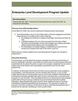 Enterprise Land Development Program Update