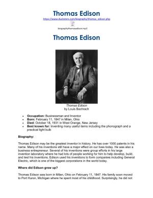 Thomas Edison Thomas Edison