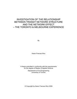 Investigation of the Relationship Between Transit Network Structure and the Network Effect – the Toronto & Melbourne Experience