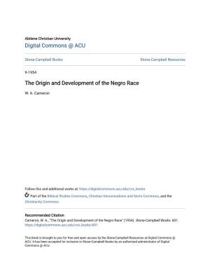 The Origin and Development of the Negro Race
