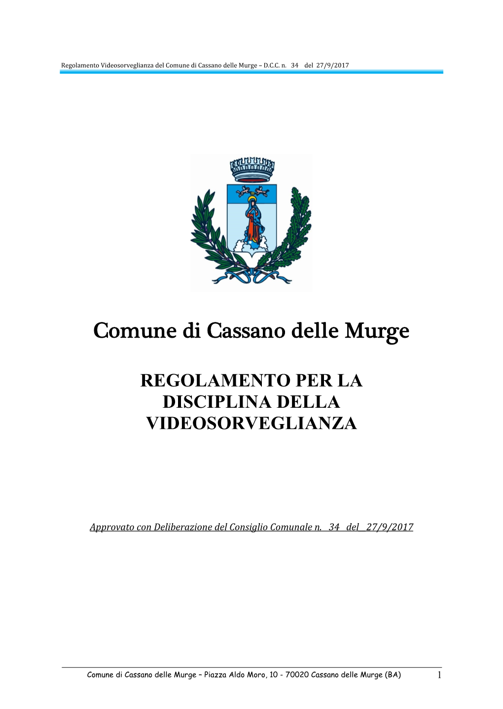 Regolamento Videosorveglianza E