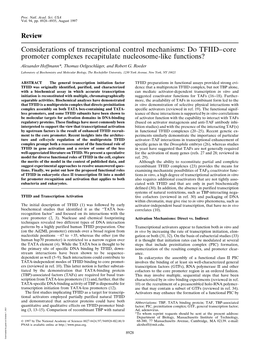 Review Considerations of Transcriptional Control
