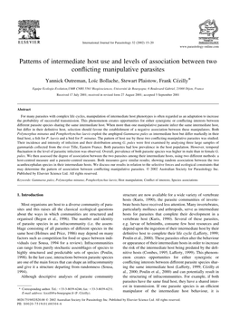 Patterns of Intermediate Host Use and Levels of Association Between Two Conflicting Manipulative Parasites