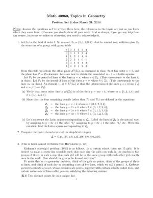 Math 40960, Topics in Geometry
