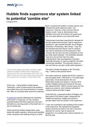Zombie Star' 6 August 2014