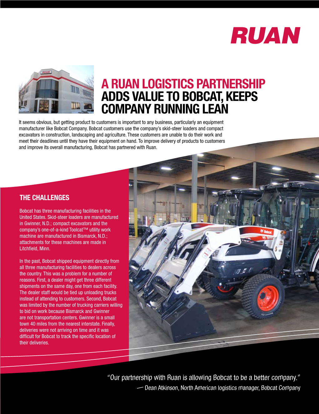 A Ruan Logistics Partnership Adds Value to Bobcat, Keeps