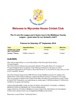 Wycombe House Cricket Club