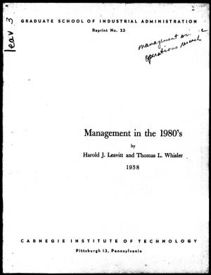 Management in the 1980'S by Harold J