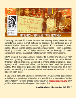 Ending "Indian" Mascots: State Activity Tracker