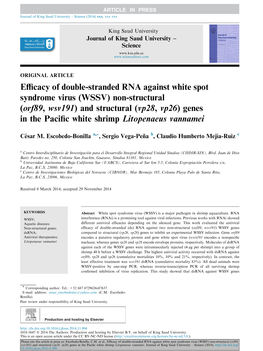 Efficacy of Double-Stranded RNA Against White Spot Syndrome Virus