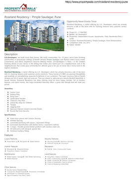 Roseland Residency - Pimple Saudagar, Pune Opportunity Never Knocks Twice Roseland Residency, a Stylish Offering by G.K