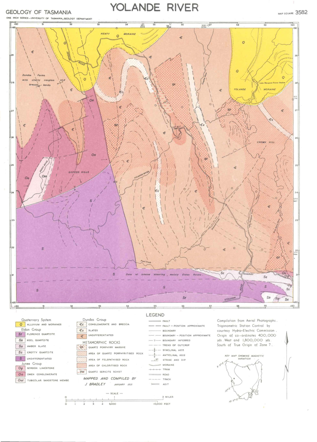 YOLANDE RIVER GEOLOGY of TASMANIA ....P Souari: 3582