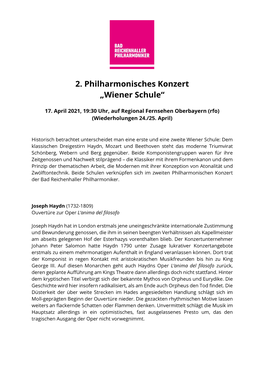 2. Philharmonisches Konzert „Wiener Schule“