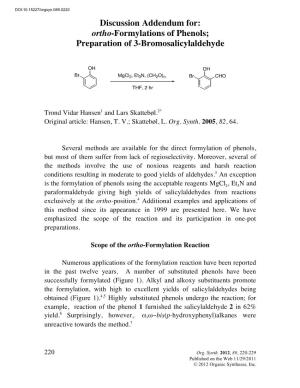 Ortho-Formylations of Phenols; Preparation of 3-Bromosalicylaldehyde