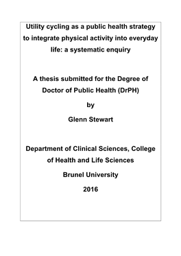 Utility Cycling As a Public Health Strategy to Integrate Physical Activity Into Everyday Life: a Systematic Enquiry