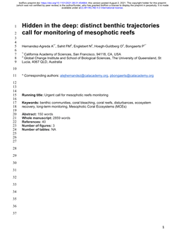 Distinct Benthic Trajectories Call for Monitoring of Mesophotic Reefs