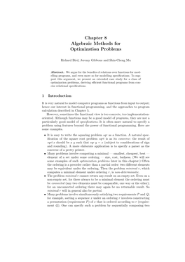 Chapter 8 Algebraic Methods for Optimization Problems