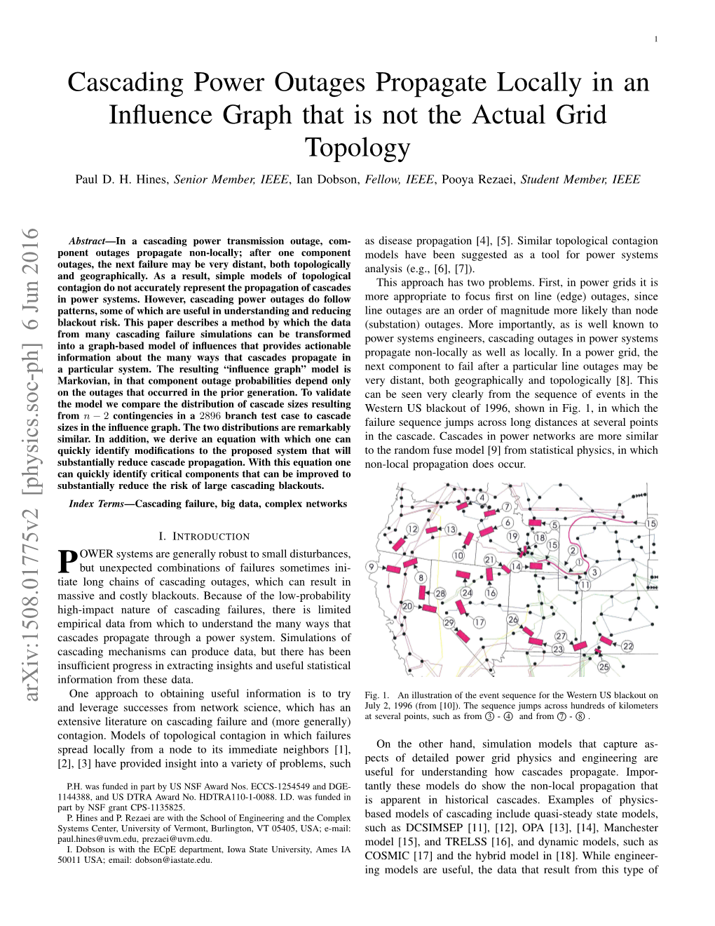 Cascading Power Outages Propagate Locally in an Influence Graph That Is