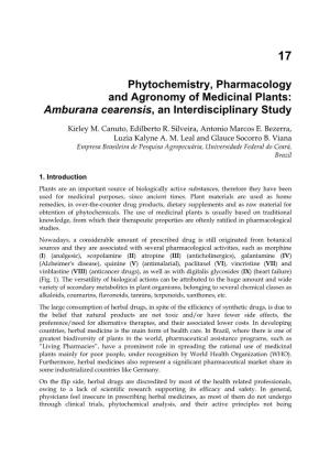 Phytochemistry, Pharmacology and Agronomy of Medicinal Plants: Amburana Cearensis, an Interdisciplinary Study