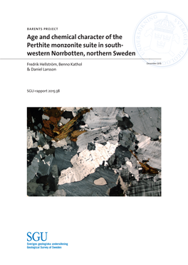 Age and Chemical Character of the Perthite Monzonite Suite in South- Western Norrbotten, Northern Sweden